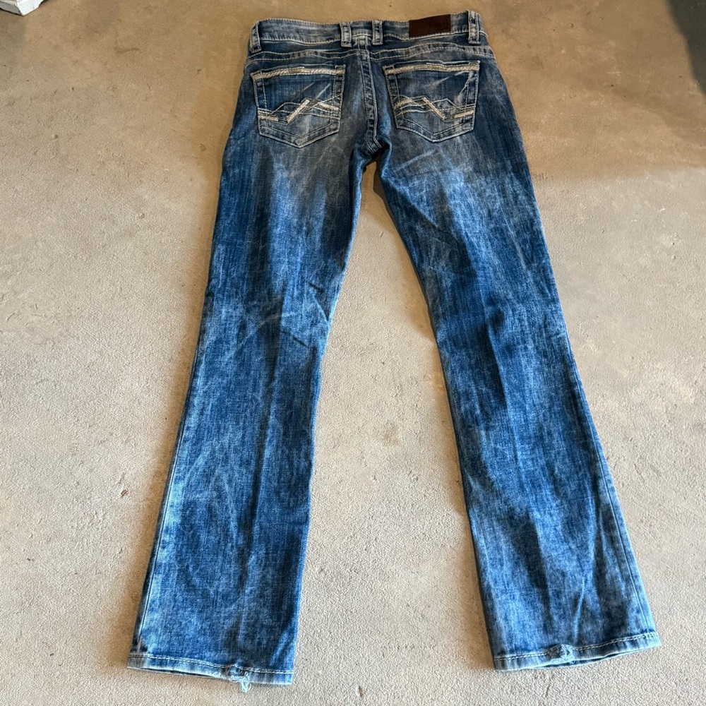 BKE Blue Straight Leg Jeans with Distressed Look - Picture 8 of 11